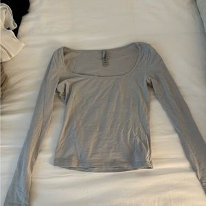 Skims square neck slate grey long sleeve